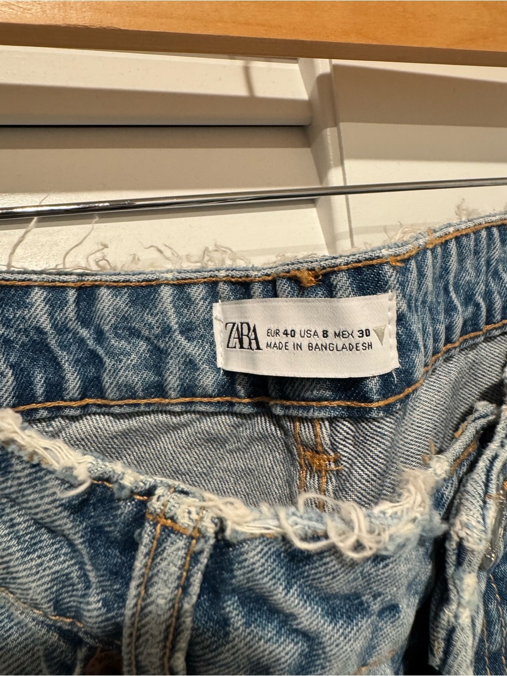 ZARA Light Blue High-Rise Distressed Jeans